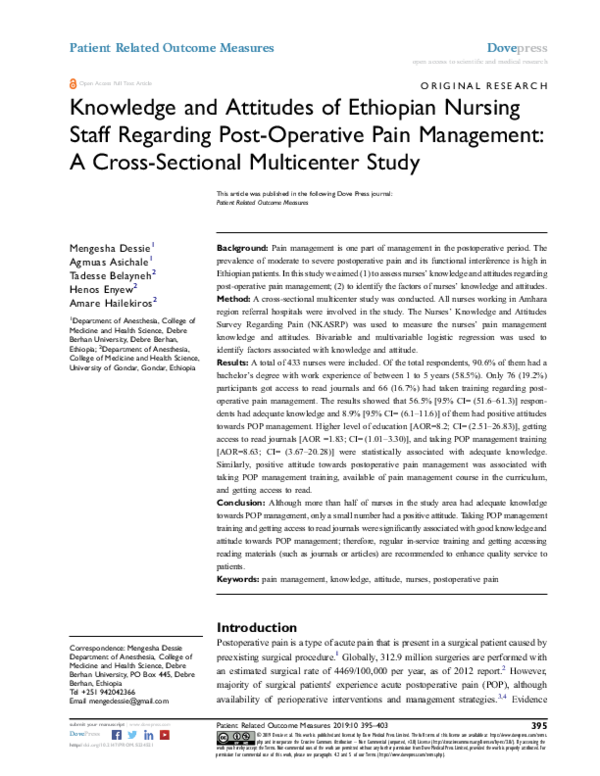 (PDF) Knowledge and Attitudes of Ethiopian Nursing Staff Regarding Post