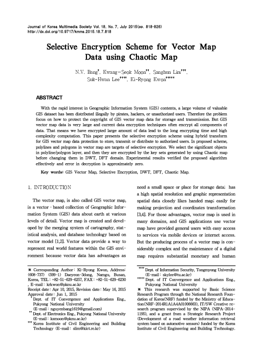 (PDF) Selective Encryption Scheme for Vector Map Data using Chaotic Map