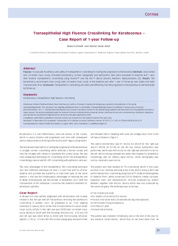 (PDF) Transepithelial High Fluence Crosslinking for Keratoconus Case
