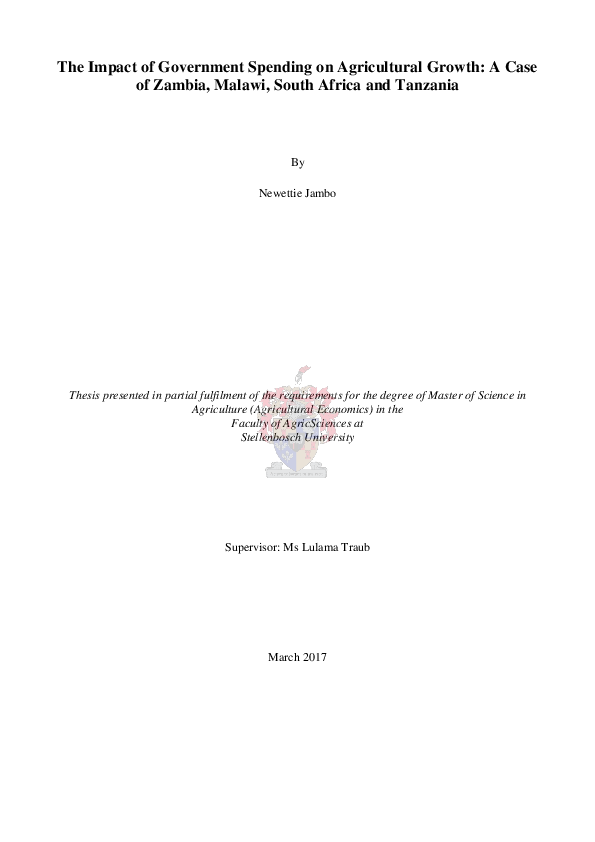(PDF) The impact of government spending on agricultural growth: a case ...