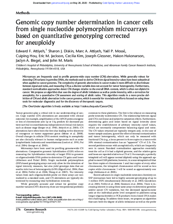 (PDF) Genomic copy number determination in cancer cells from single ...