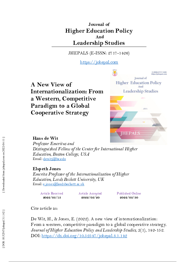 (PDF) A New View of Internationalization: From a Western, Competitive ...
