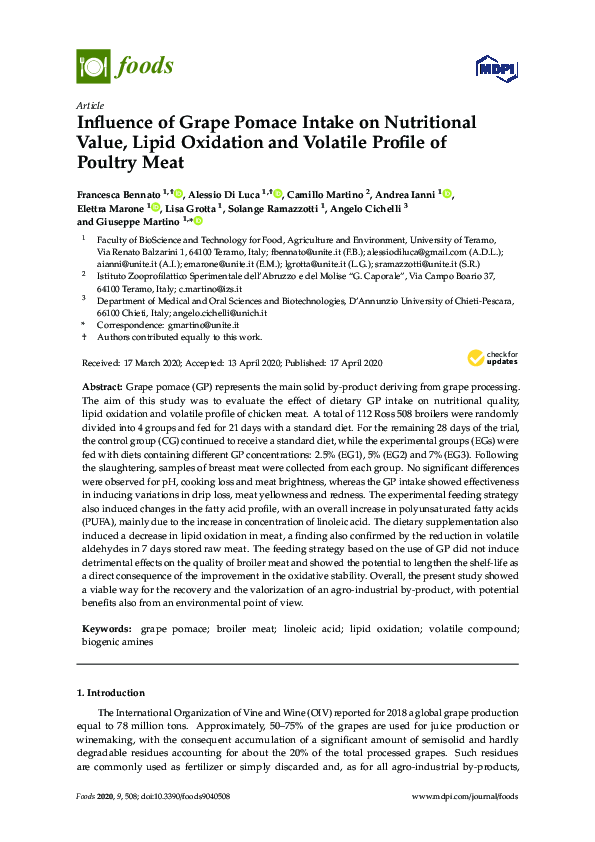 (PDF) Influence of Grape Pomace Intake on Nutritional Value, Lipid ...