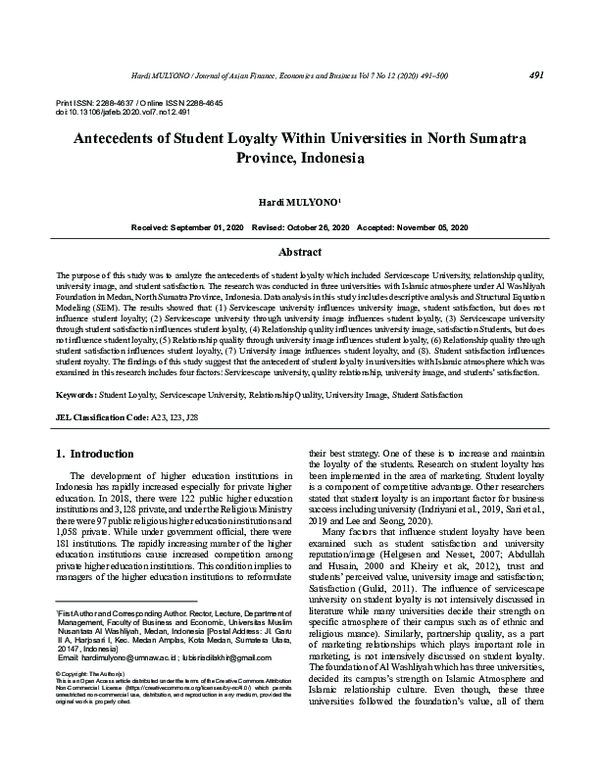 (PDF) Antecedents of Student Loyalty Within Universities in North ...