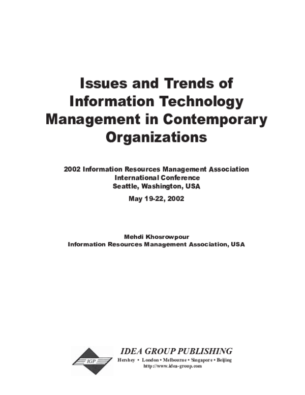(PDF) Issues and Trends of Information Technology Management in ...