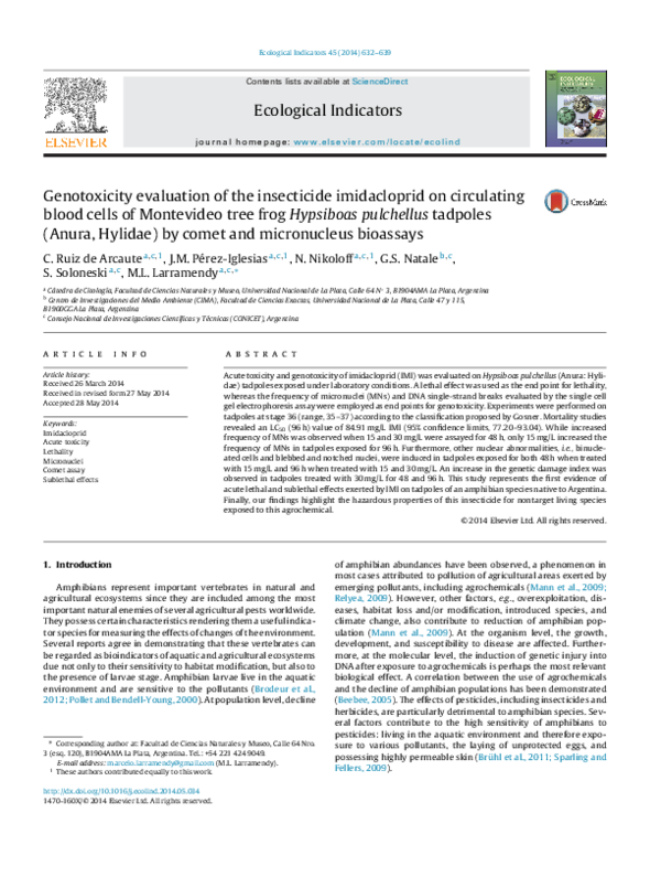 (PDF) Genotoxicity evaluation of the insecticide imidacloprid on ...