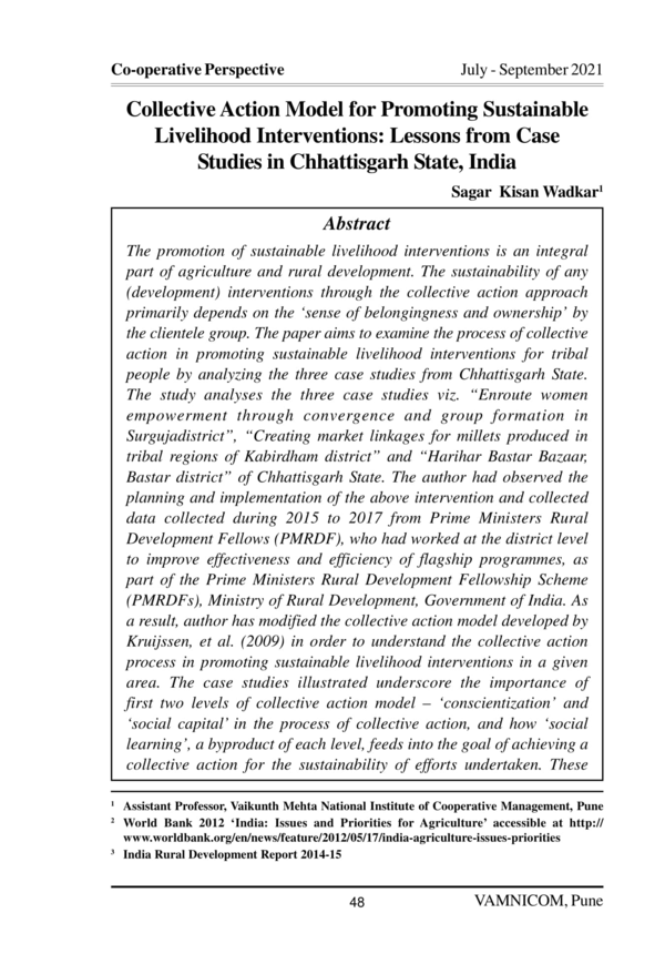 (PDF) Collective Action Model for promoting sustainable livelihood ...