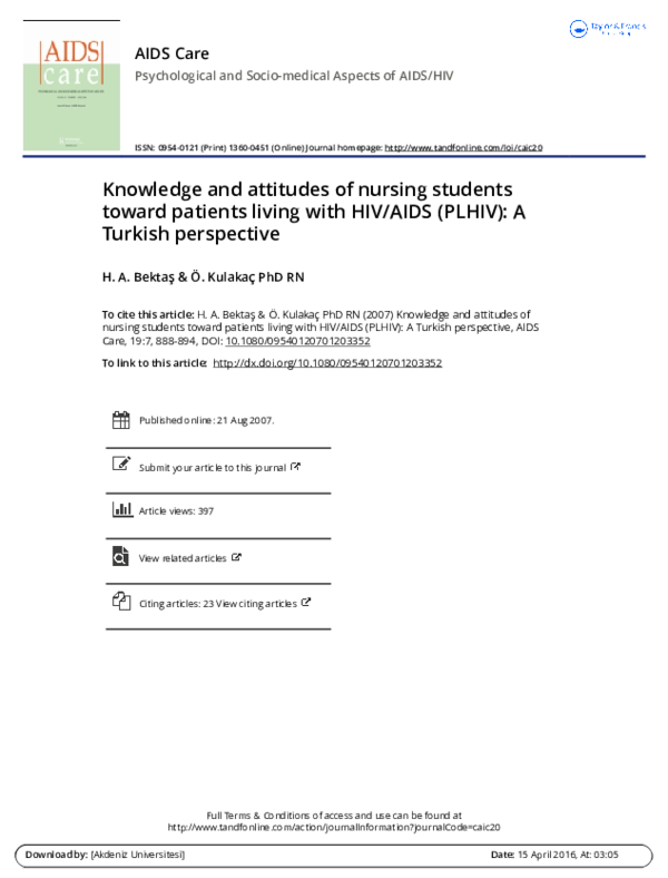 (PDF) Knowledge and attitudes of nursing students toward patients ...