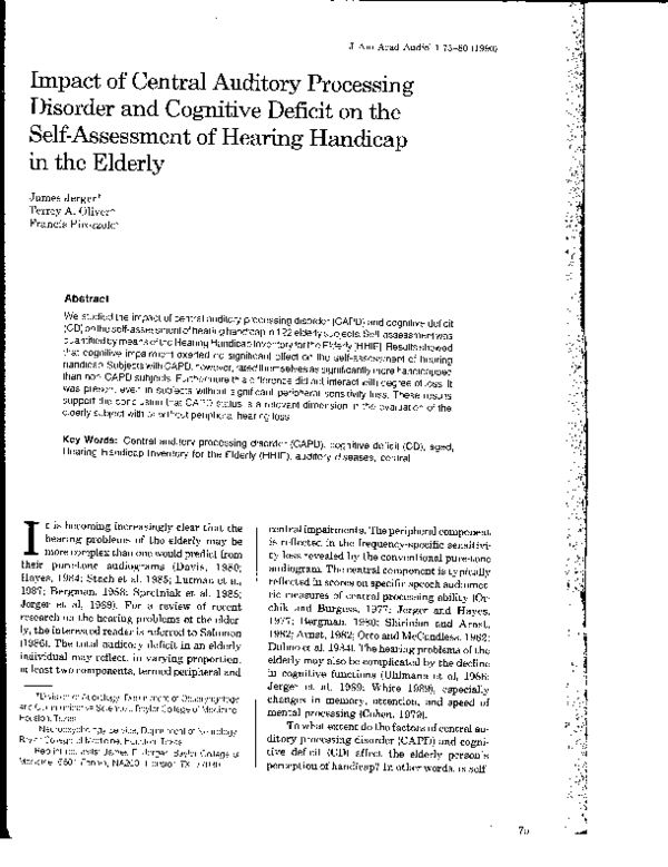 (PDF) Impact of central auditory processing disorder and cognitive ...