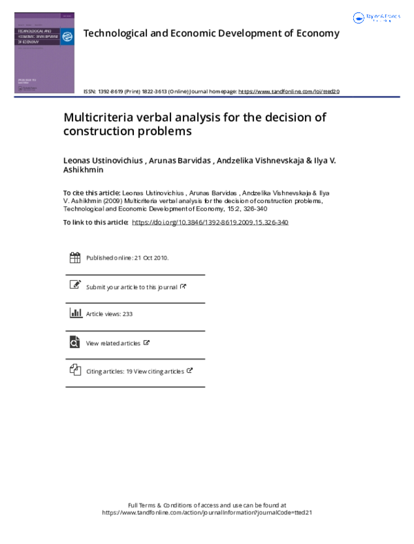 (PDF) Multicriteria Verbal Analysis for the Decision of Construction ...