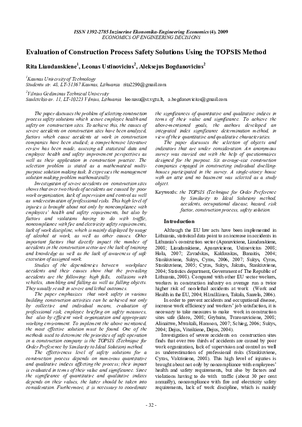 (PDF) Evaluation of Construction Process Safety Solutions Using the ...