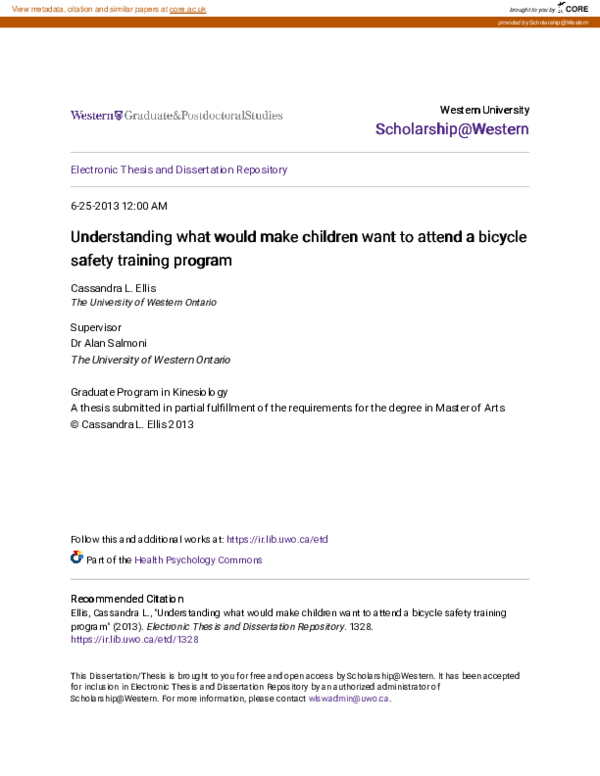 (PDF) Understanding what would make children want to attend a bicycle ...