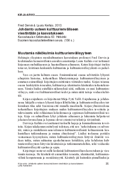 Pdf Johdanto Uuteen Kulttuurienväliseen Viestintään Ja Kasvatukseen