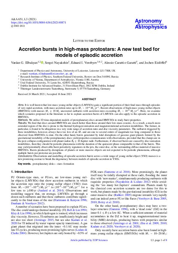 (PDF) Accretion bursts in high-mass protostars: A new test bed for ...