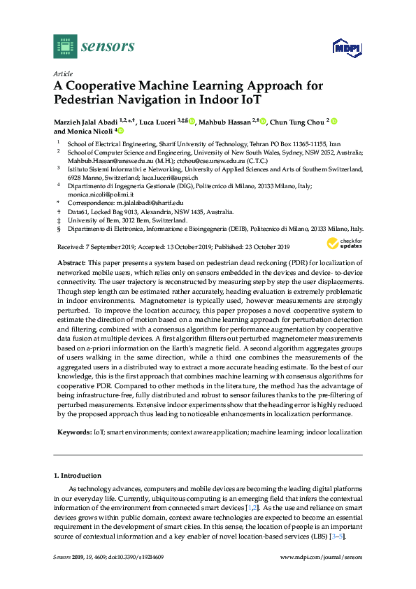 (PDF) A Cooperative Machine Learning Approach for Pedestrian Navigation ...
