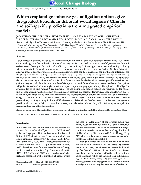 (PDF) Which cropland greenhouse gas mitigation options give the ...