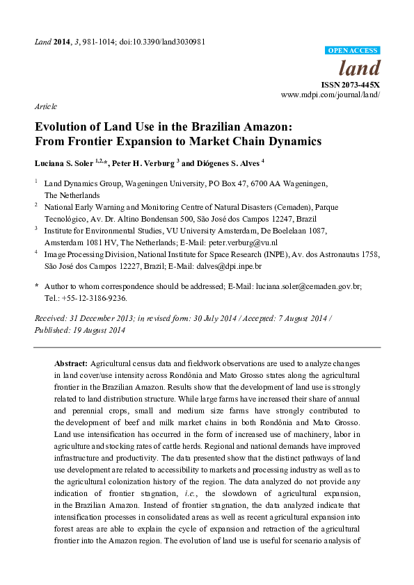 (PDF) Article Evolution of Land Use in the Brazilian Amazon: From ...