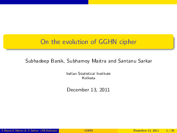 (PDF) On the Evolution of GGHN Cipher