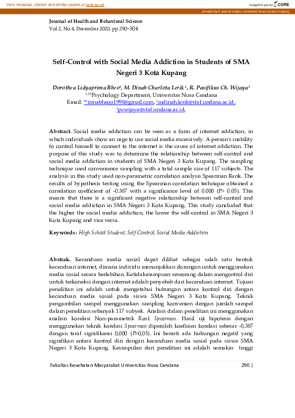 (PDF) Self-Control with Social Media Addiction in Students of SMA ...