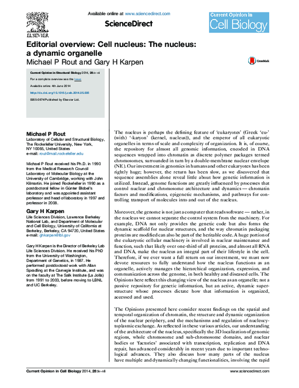 (PDF) Editorial overview: Cell nucleus: The nucleus: a dynamic ...