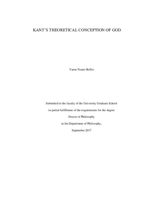 (PDF) Kant's Theoretical Conception of God