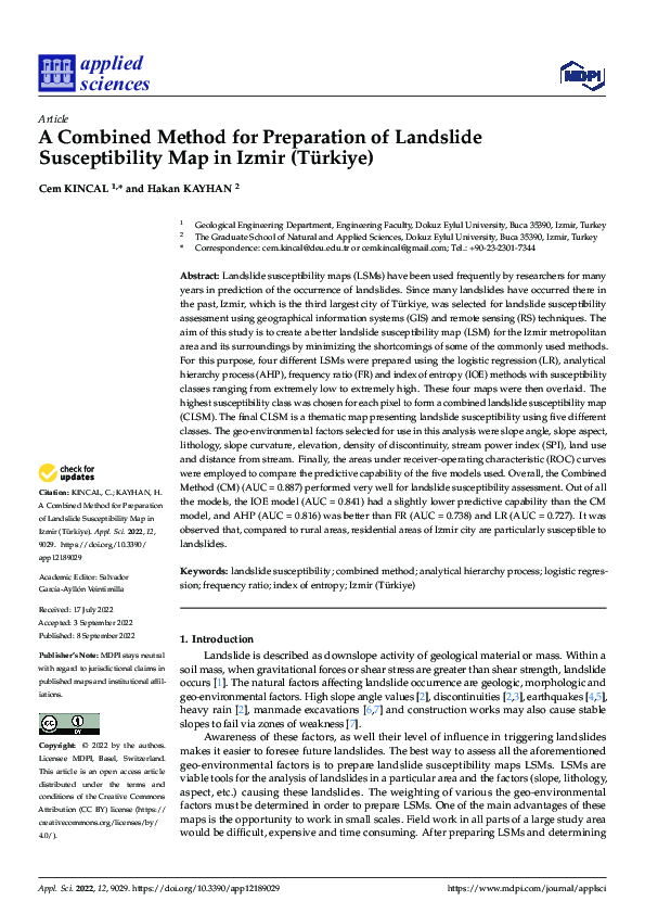 (PDF) A Combined Method for Preparation of Landslide Susceptibility Map ...