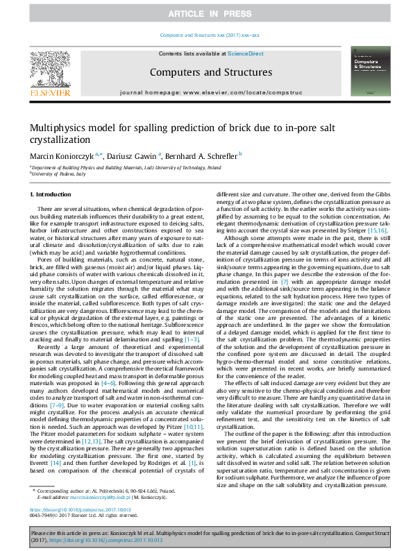 (PDF) Multiphysics model for spalling prediction of brick due to in ...