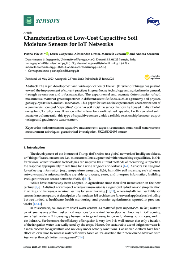 (PDF) Characterization of Low-Cost Capacitive Soil Moisture Sensors for ...