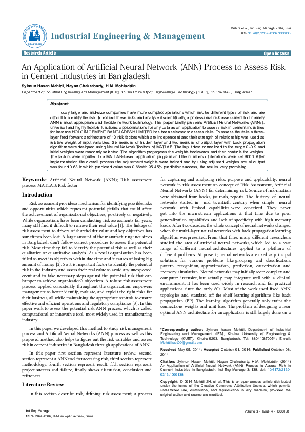 (PDF) An Application of Artificial Neural Network (ANN) Process to ...