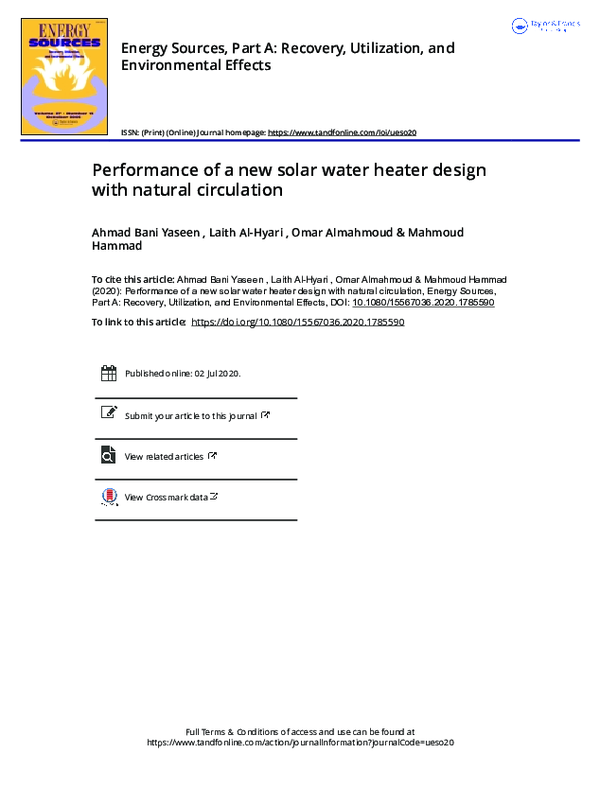 (PDF) Performance of a new solar water heater design with natural ...