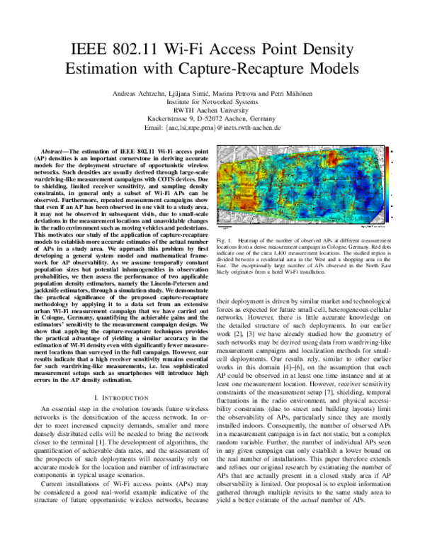 (PDF) IEEE 802.11 Wi-Fi access point density estimation with capture ...