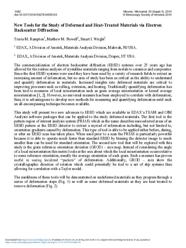 (PDF) New Tools for the Study of Deformed and Heat-Treated Materials ...