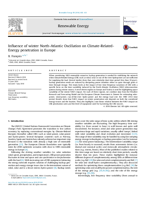(PDF) Influence of Winter North Atlantic Oscillation Index (NAO) on ...