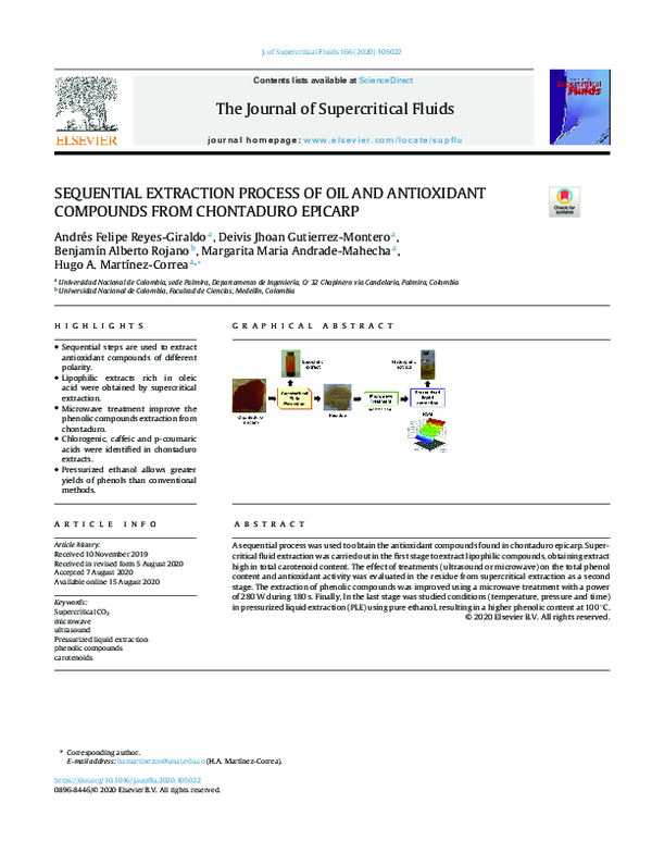 (PDF) Sequential Extraction Process of Oil and Antioxidant Compounds ...
