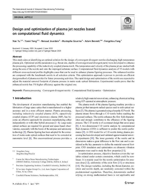 (PDF) Design and optimization of plasma jet nozzles based on ...