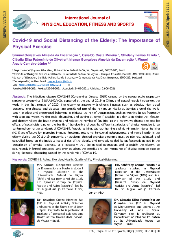 (PDF) Covid-19 and Social Distancing of the Elderly: The Importance of ...