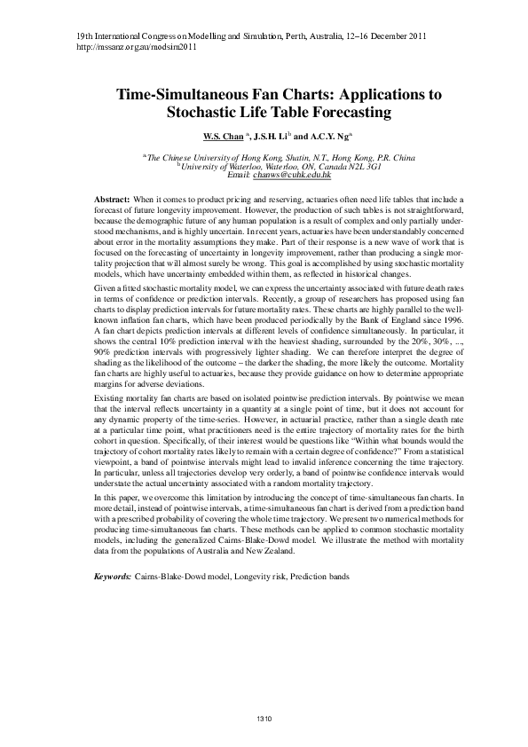 (PDF) Time-Simultaneous Fan Charts: Applications to stochastic life ...