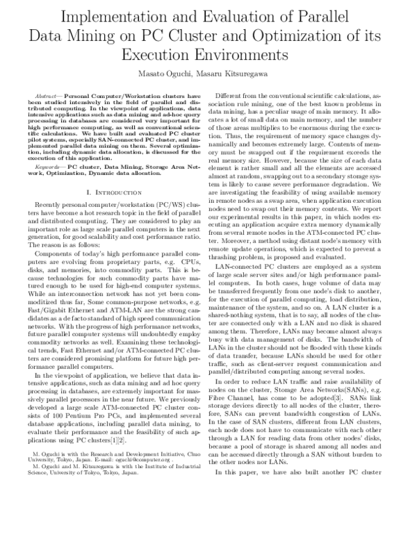 (PDF) Implementation and Evaluation of Parallel Data Mining on PC ...