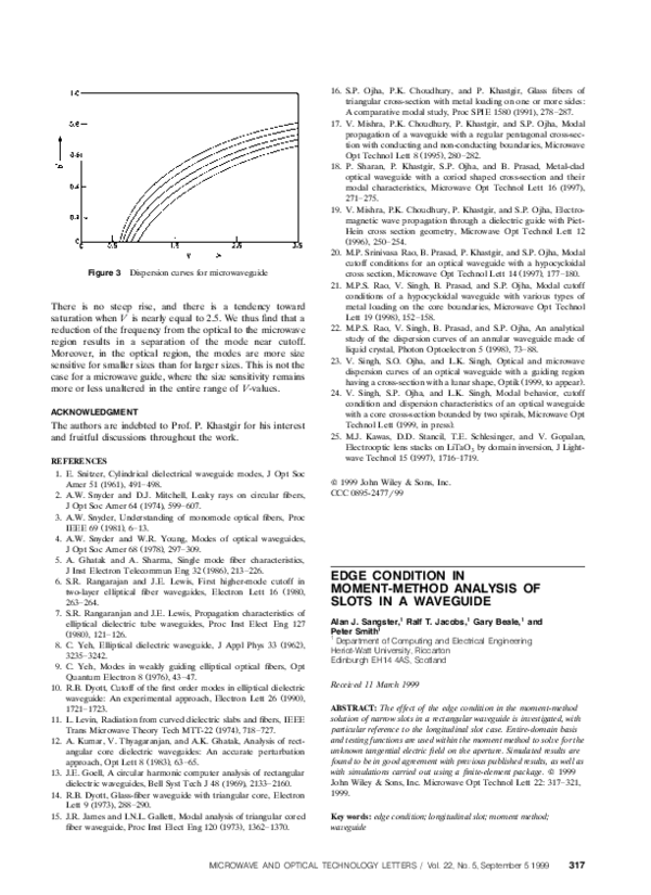 (PDF) Edge condition in moment-method analysis of slots in a waveguide