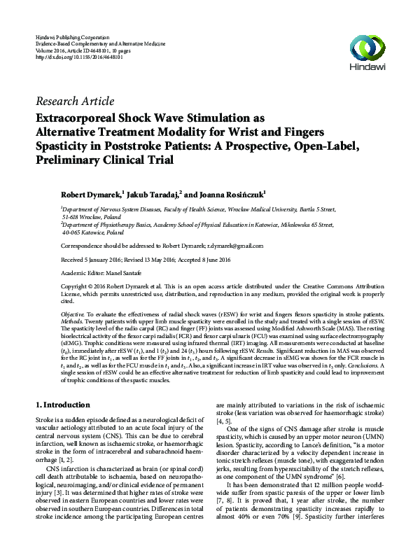 (PDF) Extracorporeal Shock Wave Stimulation as Alternative Treatment ...