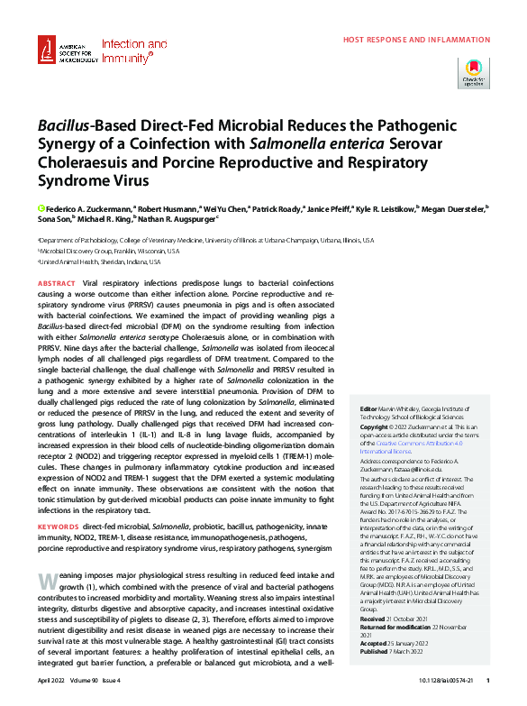 (PDF) Bacillus -Based Direct-Fed Microbial Reduces the Pathogenic ...
