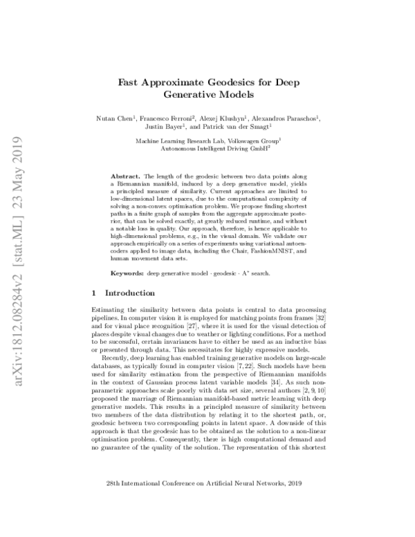 (PDF) Fast Approximate Geodesics for Deep Generative Models