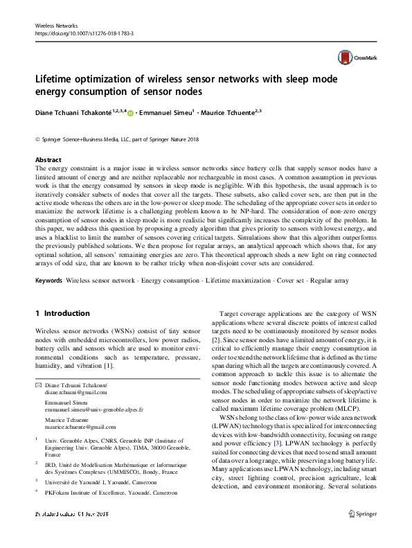 (PDF) Lifetime optimization of Wireless Sensor Networks for gas ...