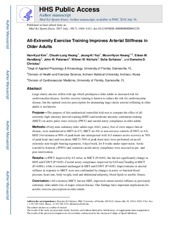 (PDF) All-Extremity Exercise Training Improves Arterial Stiffness in ...