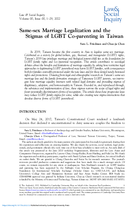 (PDF) Same-sex Marriage Legalization and the Stigmas of LGBT Co ...