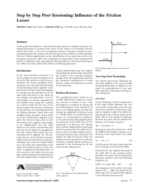 (PDF) Step by Step Post-Tensioning: Influence of the Friction Losses