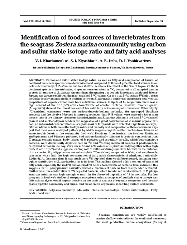 (PDF) Identification of food sources of invertebrates from the seagrass ...