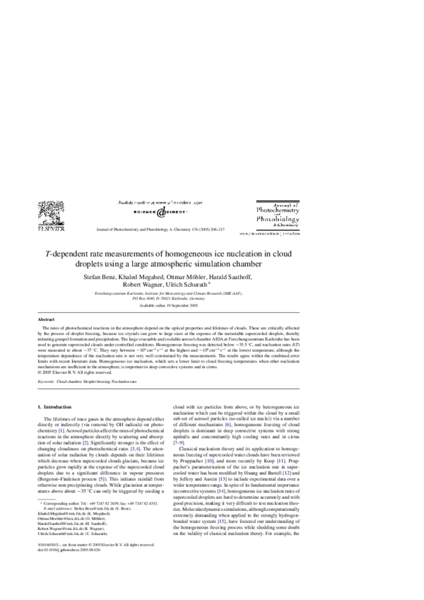 (PDF) T-dependent rate measurements of homogeneous ice nucleation in ...