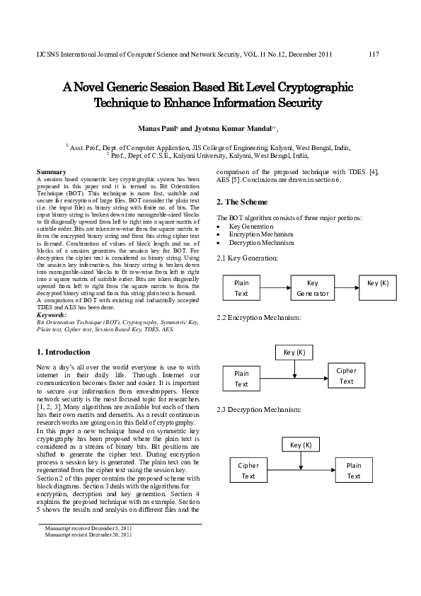 (PDF) A Novel Generic Session Based Bit Level Cryptographic Technique ...