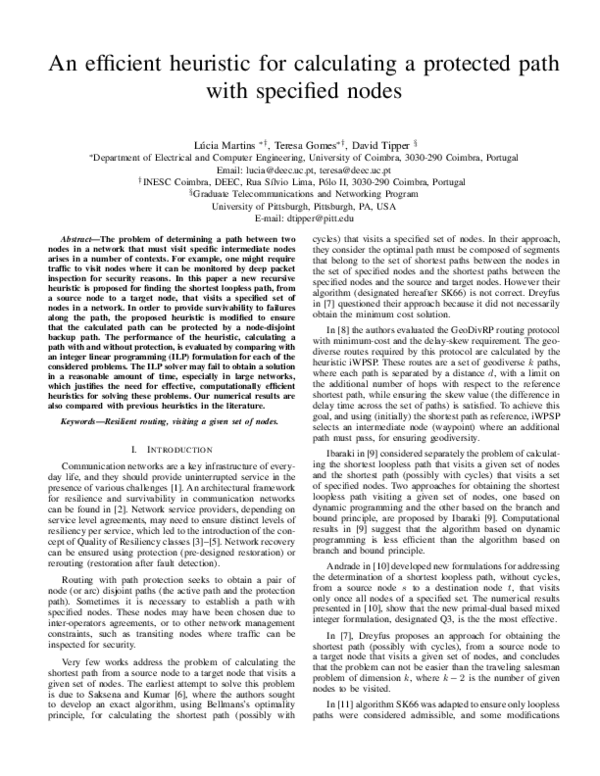 (PDF) An efficient heuristic for calculating a protected path with ...